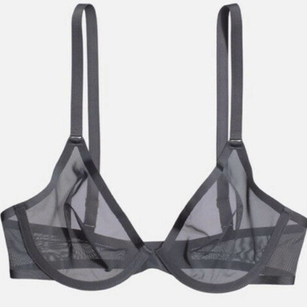 Cuup The Plunge Mesh Bra Slate Gray Color Sz 30G